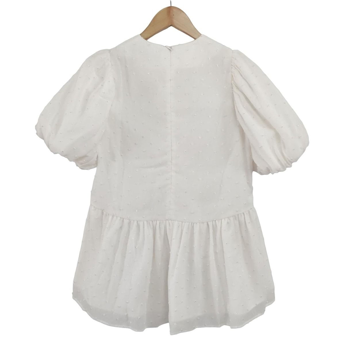 TSURU BY MARIKO OIKAWA ツルバイマリコオイカワ 半袖カットソー サイズF レディース エレオノール BL-1251831 白×シルバー ドット柄