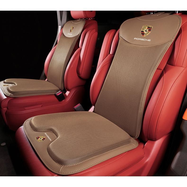 【新品未使用】ポルシェブラウン車用シートカバーセット シートクッション レーヨン生地+PUレザー 前座席用座布団1枚+座席の背もたれ1枚 aaee qtm