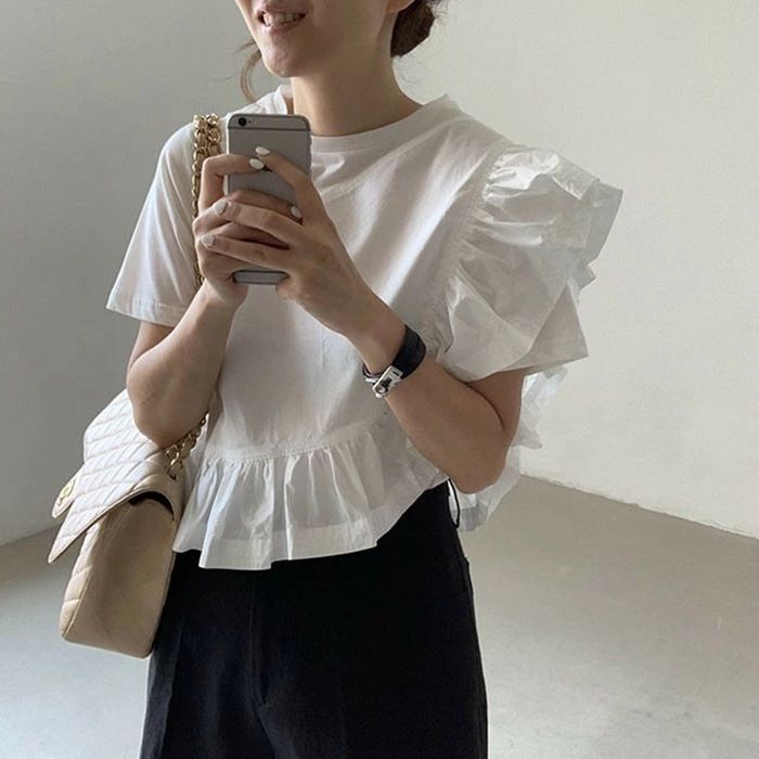 フリル 即購入OK Tシャツ レディース 半袖 フリル袖 Tシャツ
