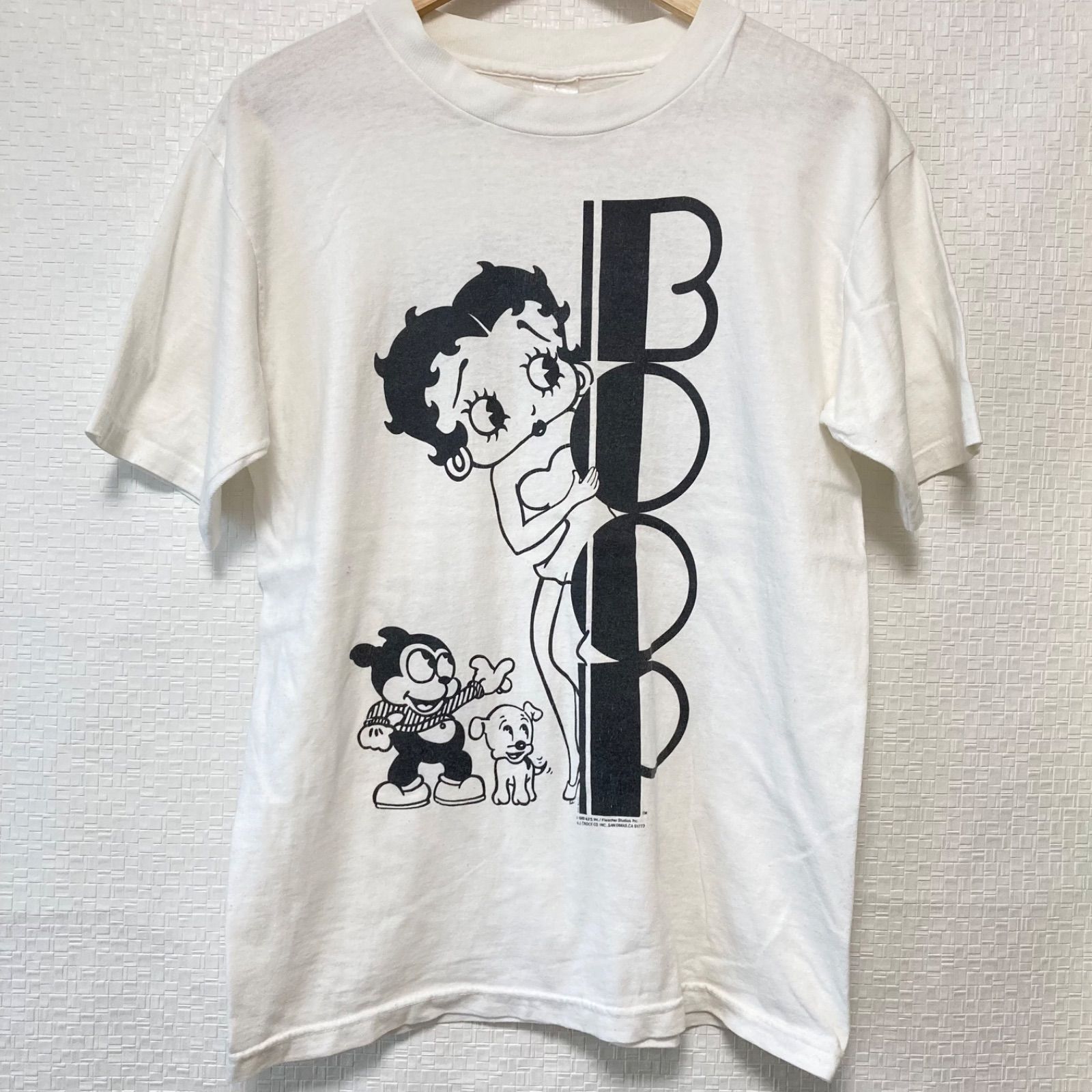 USA製◎【NJ CROCE】クローチェ Betty Boop ベティーブープ ベティーちゃん クルーネック 半袖 Tシャツ 両面プリント TEE  白黒 レア キャラクター ホワイト メンズ 男性 サイズM／M11406UU - メルカリ