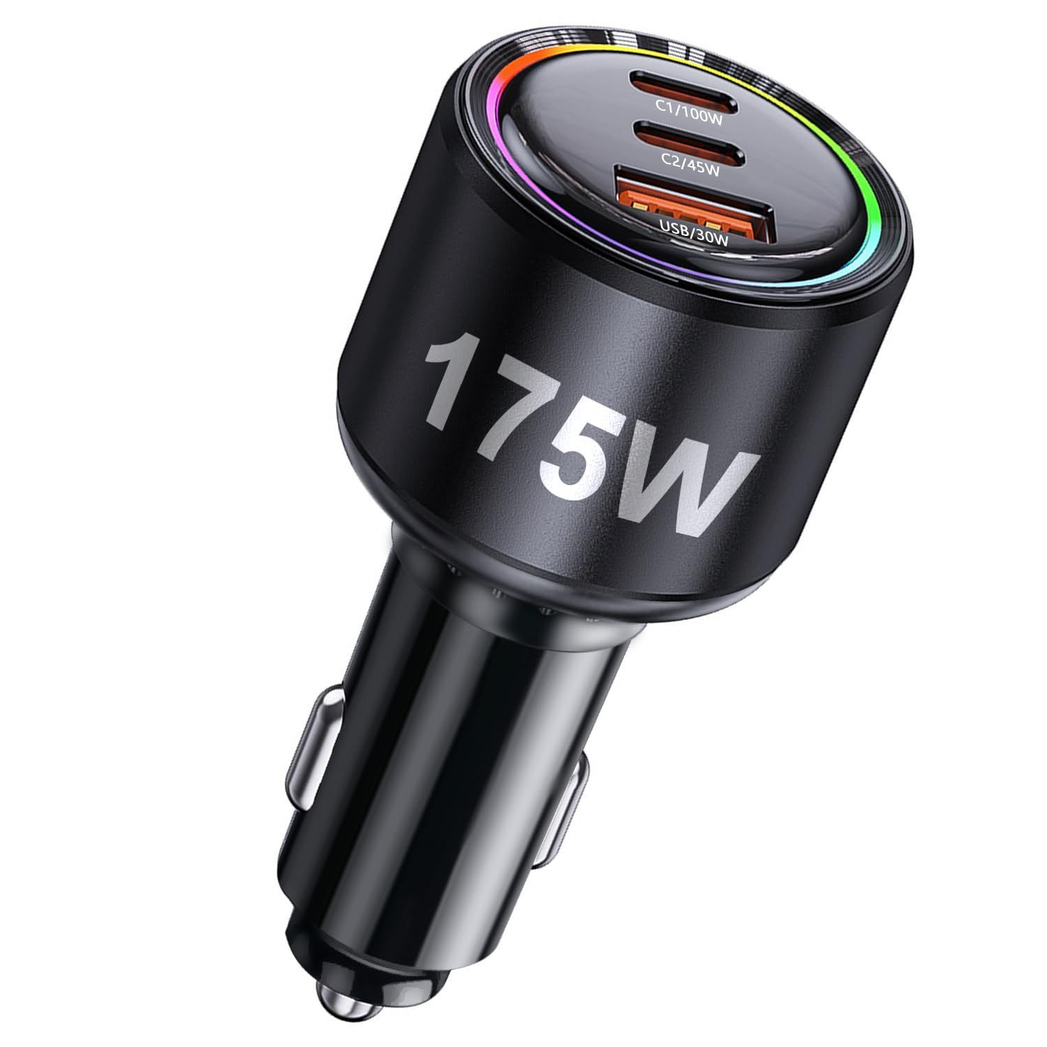 新品 IDOLCO 175W シガーソケット usb-c カーチャージャー 3ポート【PD 100W/PPS45W+QC 30W】冷却ファン付き 車載充電器 コンパクトサイズ 自動昇降圧 シガーソケット 急速充電器 iPhone 16/15/14 Galax