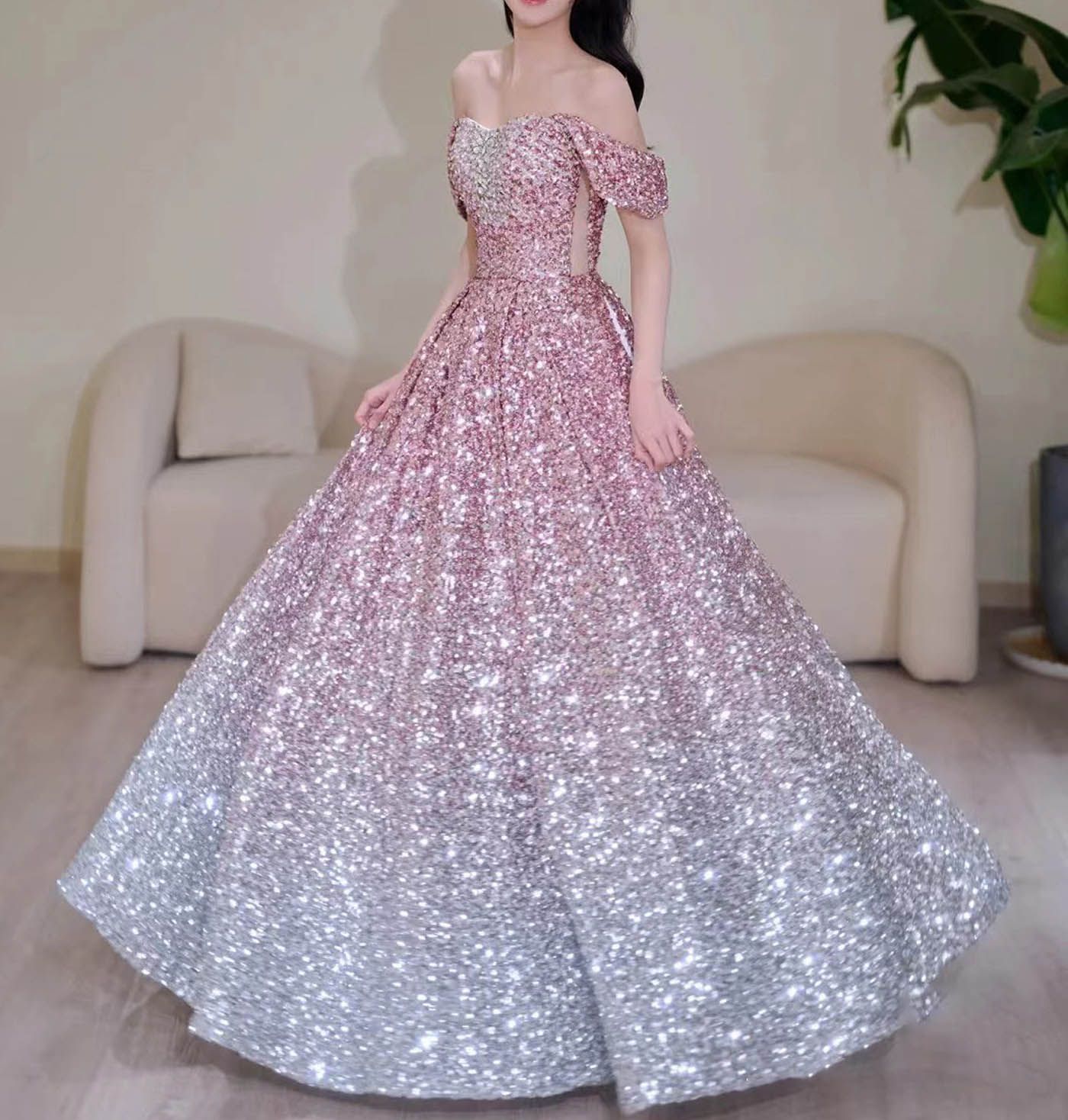 パーティードレス オフショルダー ベアトップ ロング マキシ丈 レース