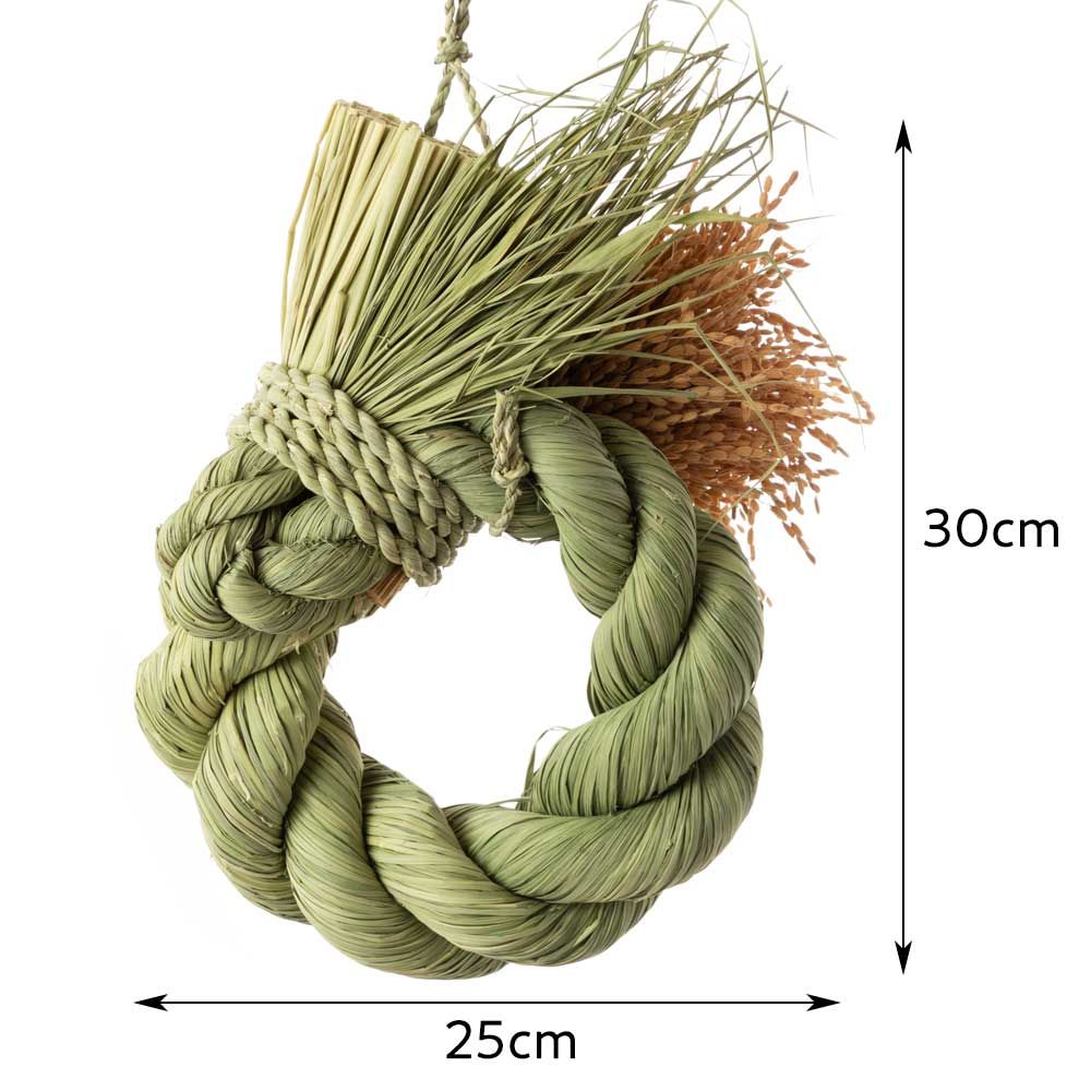正月しめ飾り わらむ 円満 えんまん 大 国産わらの縁起物 玄関飾り マンションのドアにも 壁掛け 30×25cm 日本製 国産 繁栄発展 運気上昇 WWW_BRIGHTFACE_UK
