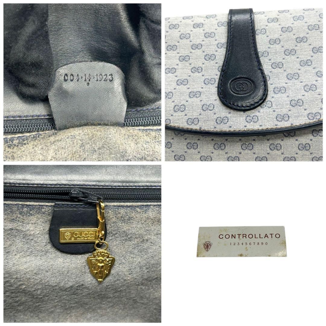 GUCCI グッチ ショルダーバッグ マイクロGG ネイビー 紺 PVC レザー  