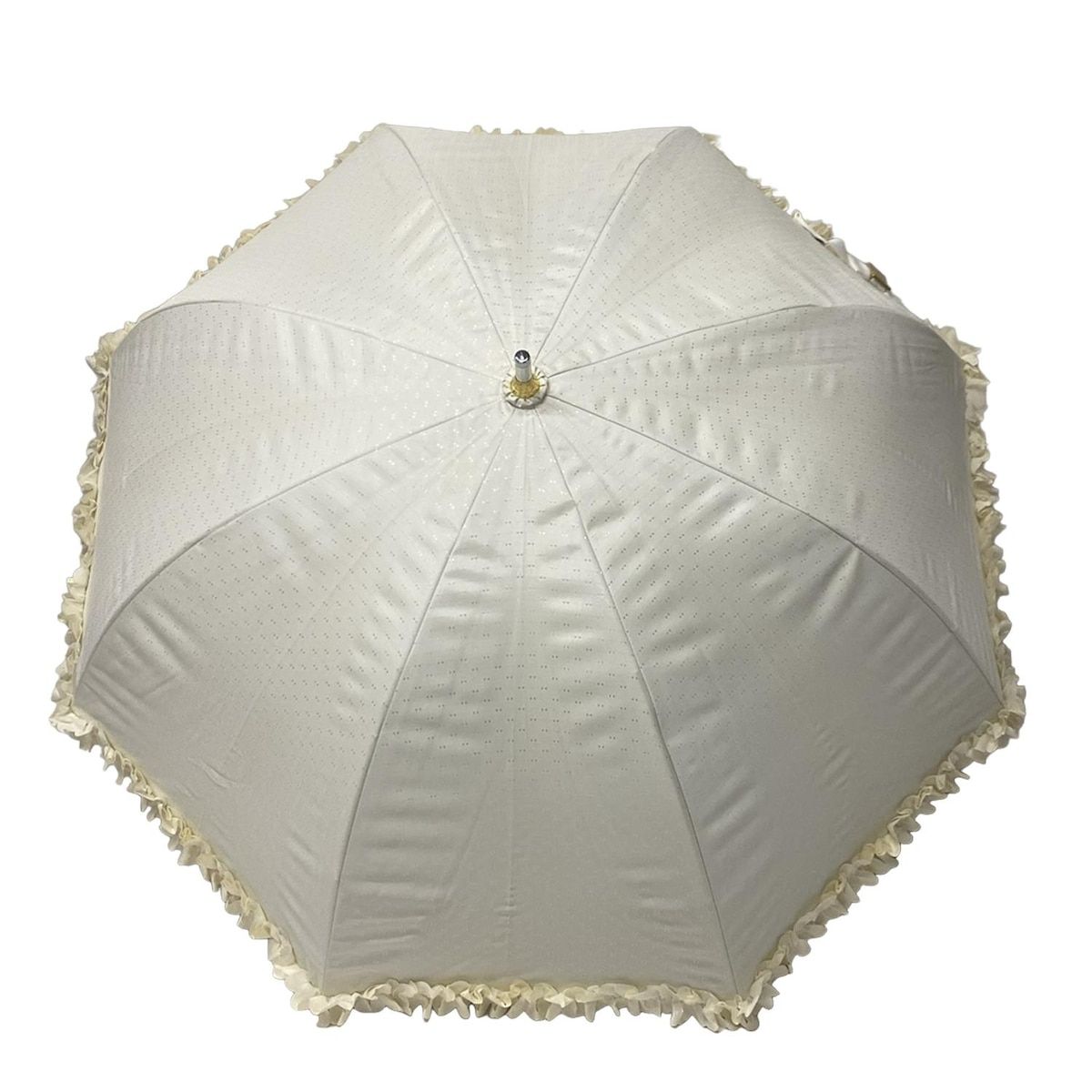 ランバンオンブルー　フリル付き晴雨兼用日傘　ベージュ LANVIN en Bleu(ランバンオンブルー) 傘 - ベージュ 晴雨兼用傘