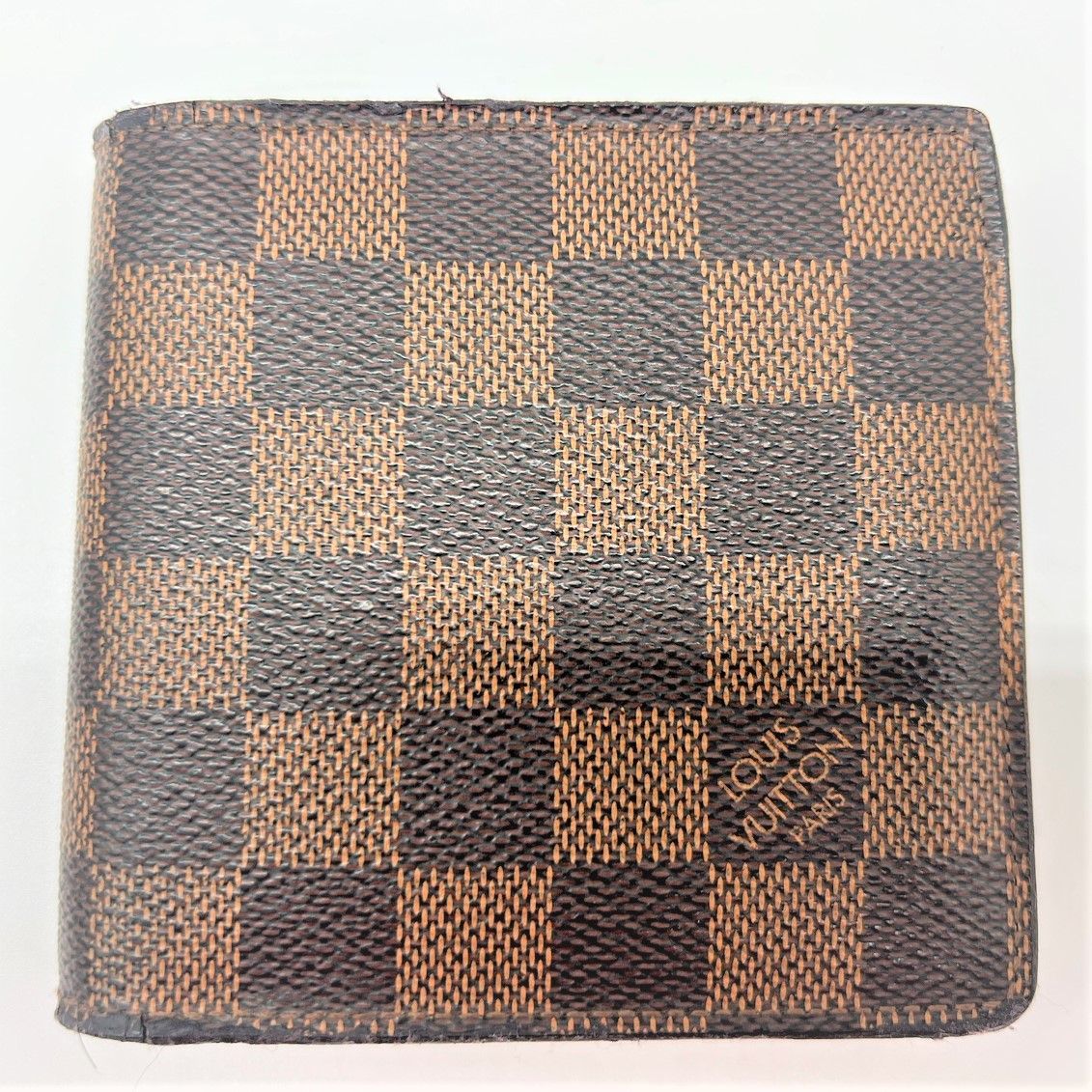 ♪06143 Louis Vuitton ルイヴィトン ダミエ ポルトフォイユ・マルコ N61675 折りたたみ財布 傷あり 【中古】