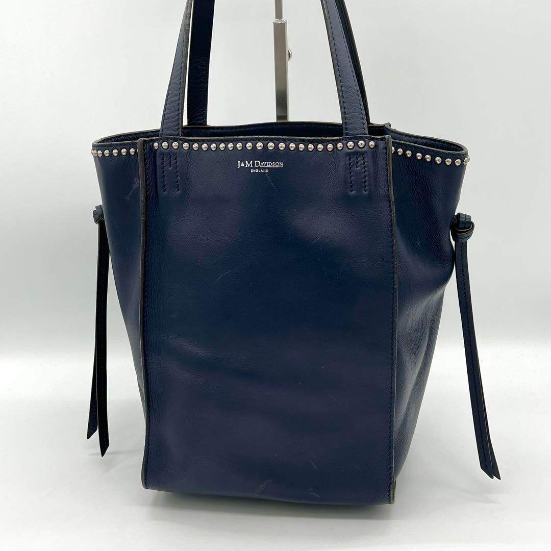 J-M DAVIDSON ベルミニ スタッズ ハンドバッグ ネイビー