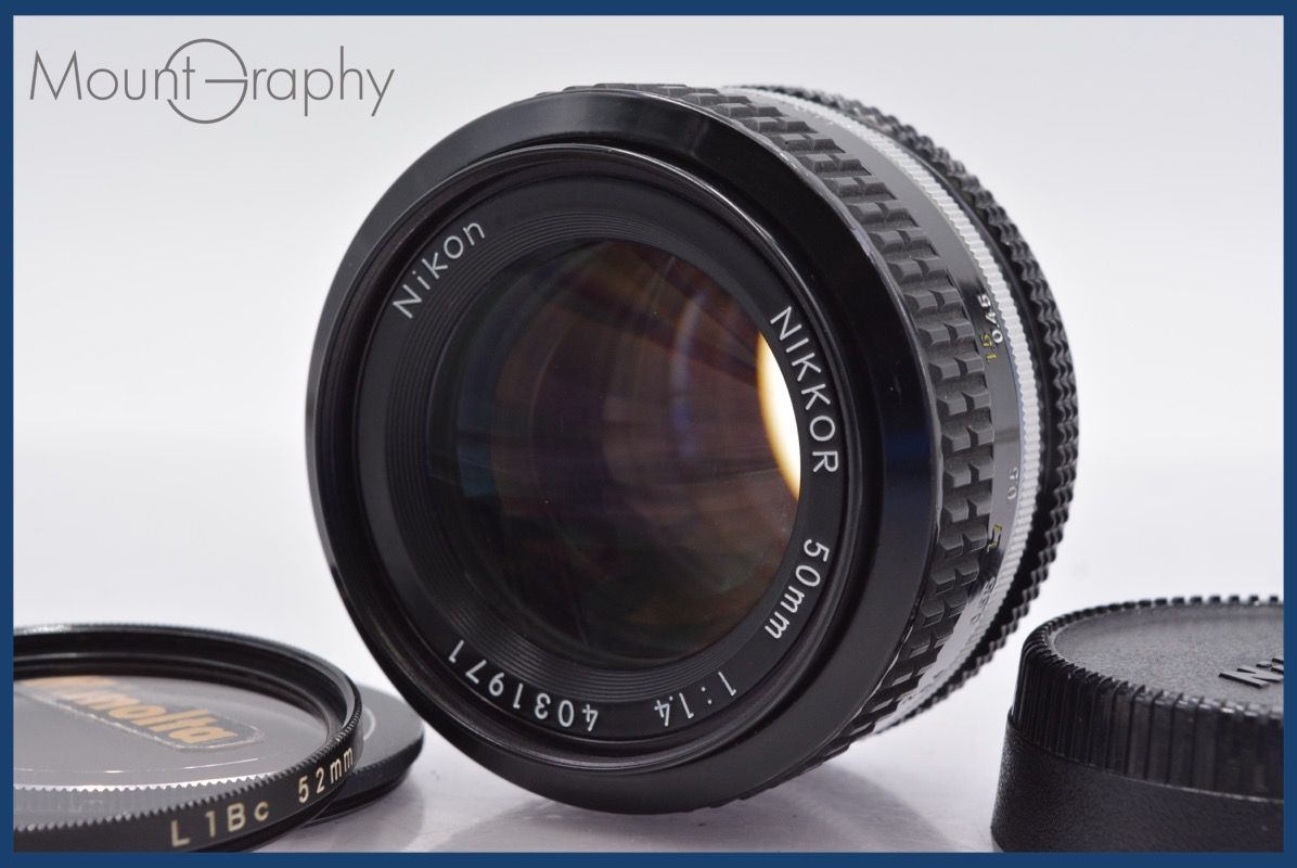 【美品】Nikon Ai 50mm f1.4 純正キャップ&フィルター付き ☆極上美品☆ ニコン Nikon NIKKOR 50mm F1.4 Ai 前後キャップ