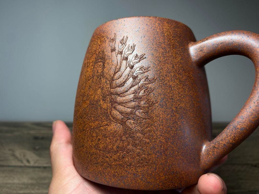 中国茶器 茶器 分茶器 心経 千手観音 紫砂公道杯 未使用品 中国茶器 茶器 分茶器 心経 千手観音 紫砂公道杯 未使用品