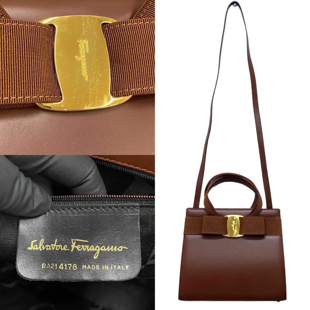 ほぼ未使用 袋付 Salvatore Ferragamo フェラガモ ヴァラリボン