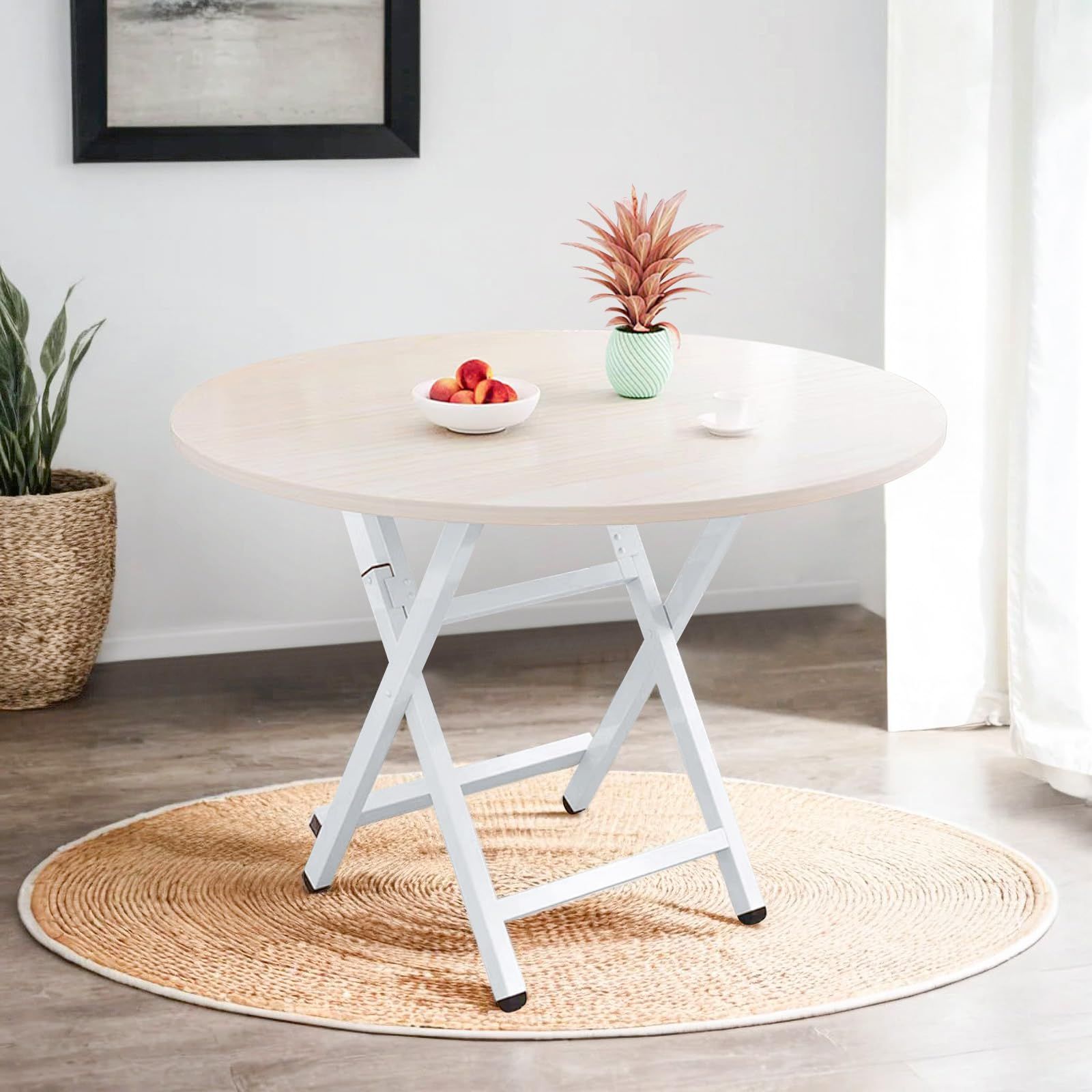 【人気商品】スチール製パイプ 折り畳み 組み立て簡単 丸型 幅70×奥行70×高さ72cm MDF板 約6.2kg ハイテーブル 食卓テーブル ダイニングテーブル キッチンテーブル テーブル コーヒーテーブル4
