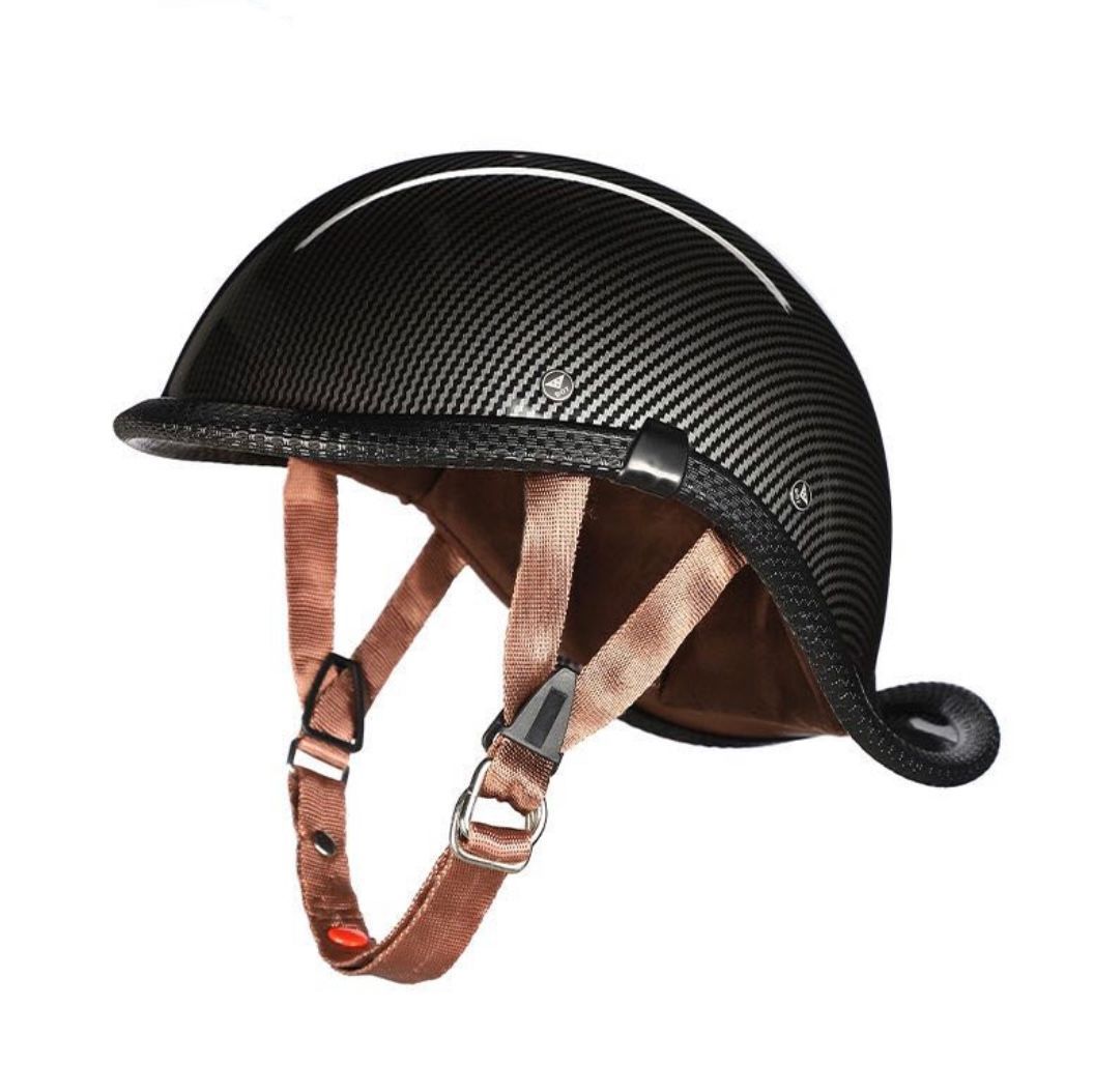 カーボン調 艶消しブラック黒い半キャップ ハーフヘルメット 半帽子原付ヘルメットバイクヘルメットハーレーヘルメット超軽量 ダックテール イージーライダースフリーサイズホワイトヘルメット色選択可能