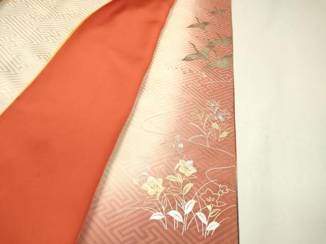 平和屋着物▽豪華振袖 扇面花文 暈し染め 金銀彩 正絹 逸品