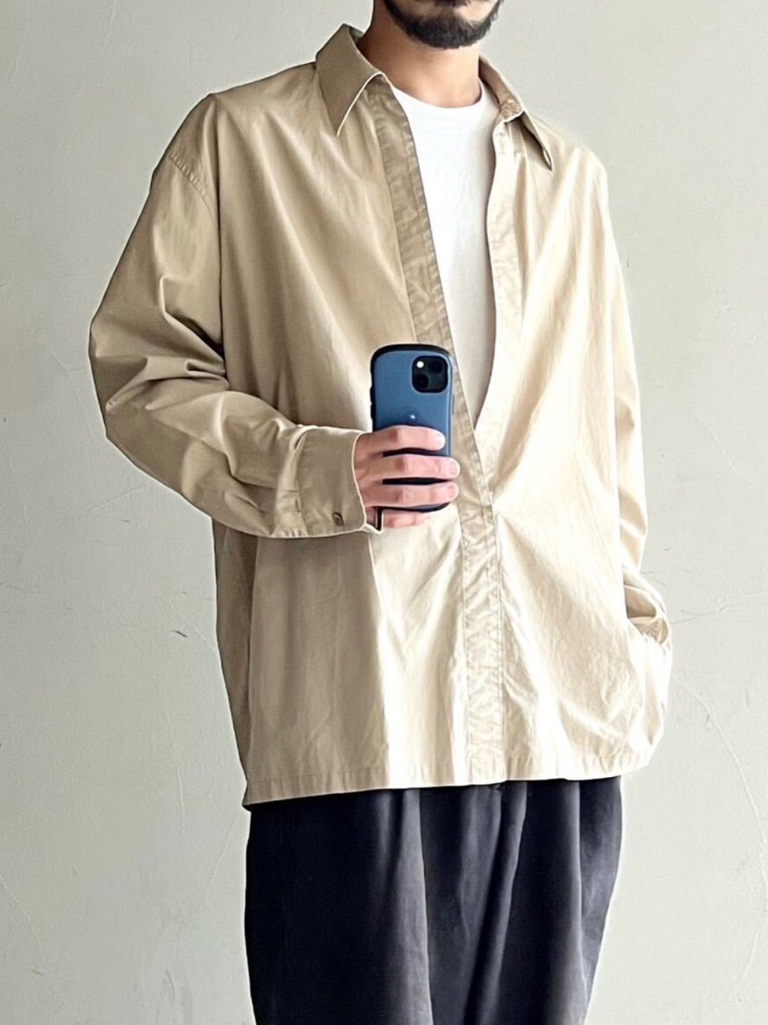 定価3.3万円 19ss UNUSED スキッパー シャツ / 2 コットン ベージュ