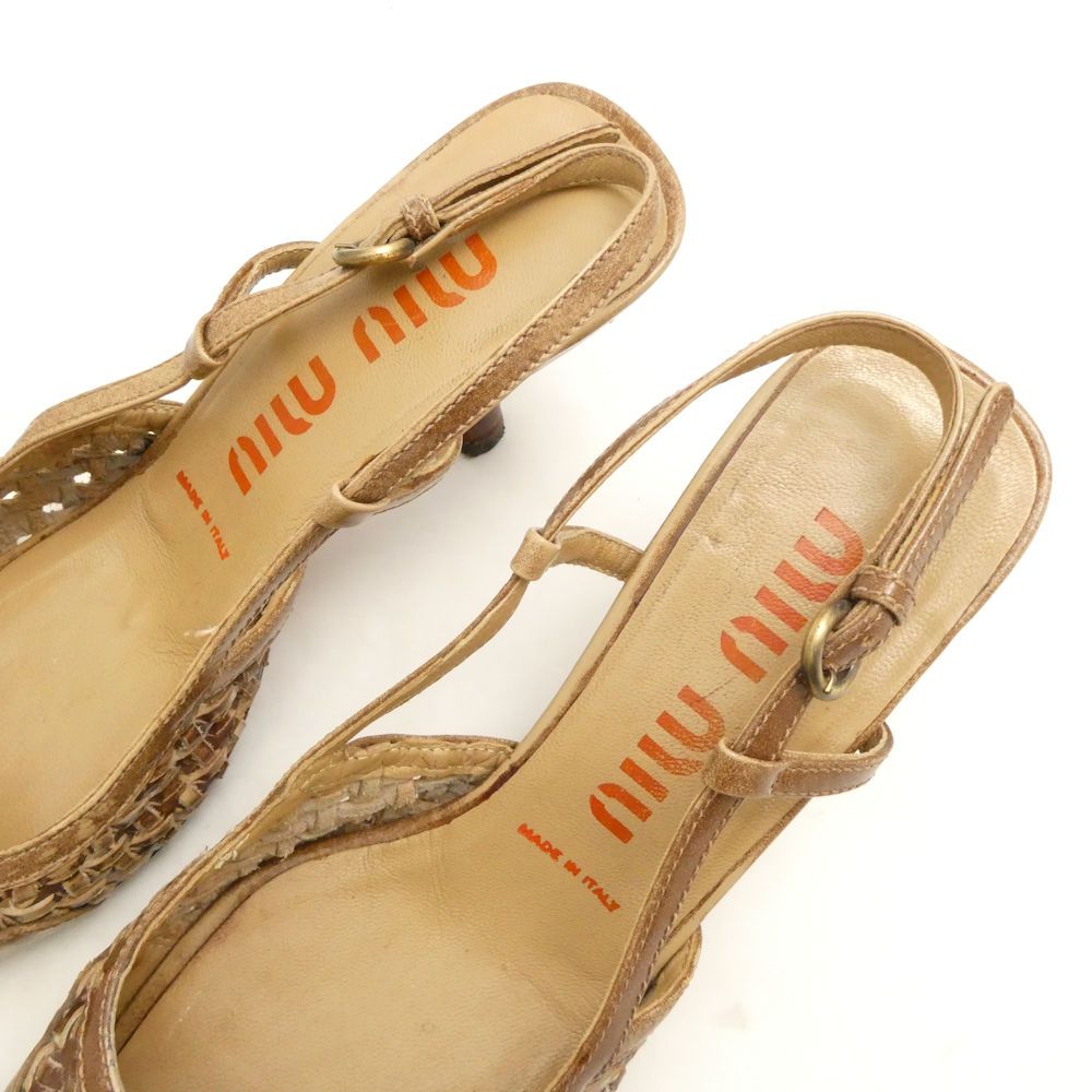 miumiu ミュウミュウ パンプス 35 1/2 22.5cm相当 レザー キトンヒール  