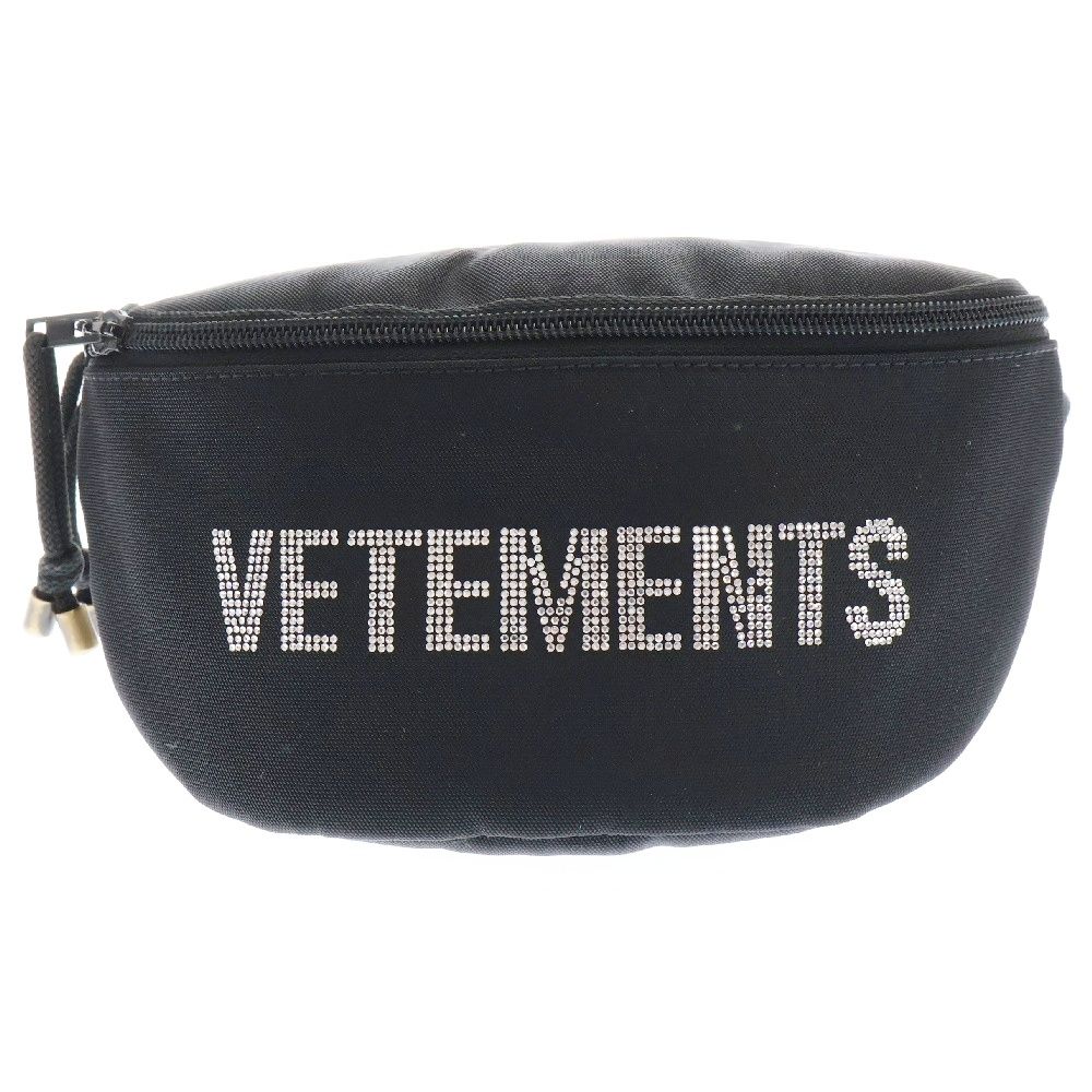 VETEMENTS ヴェトモン 20AW Strass Fanny Pack ラインストーン ロゴ ウエスト ボディ バッグ ブラック UAH21BA259