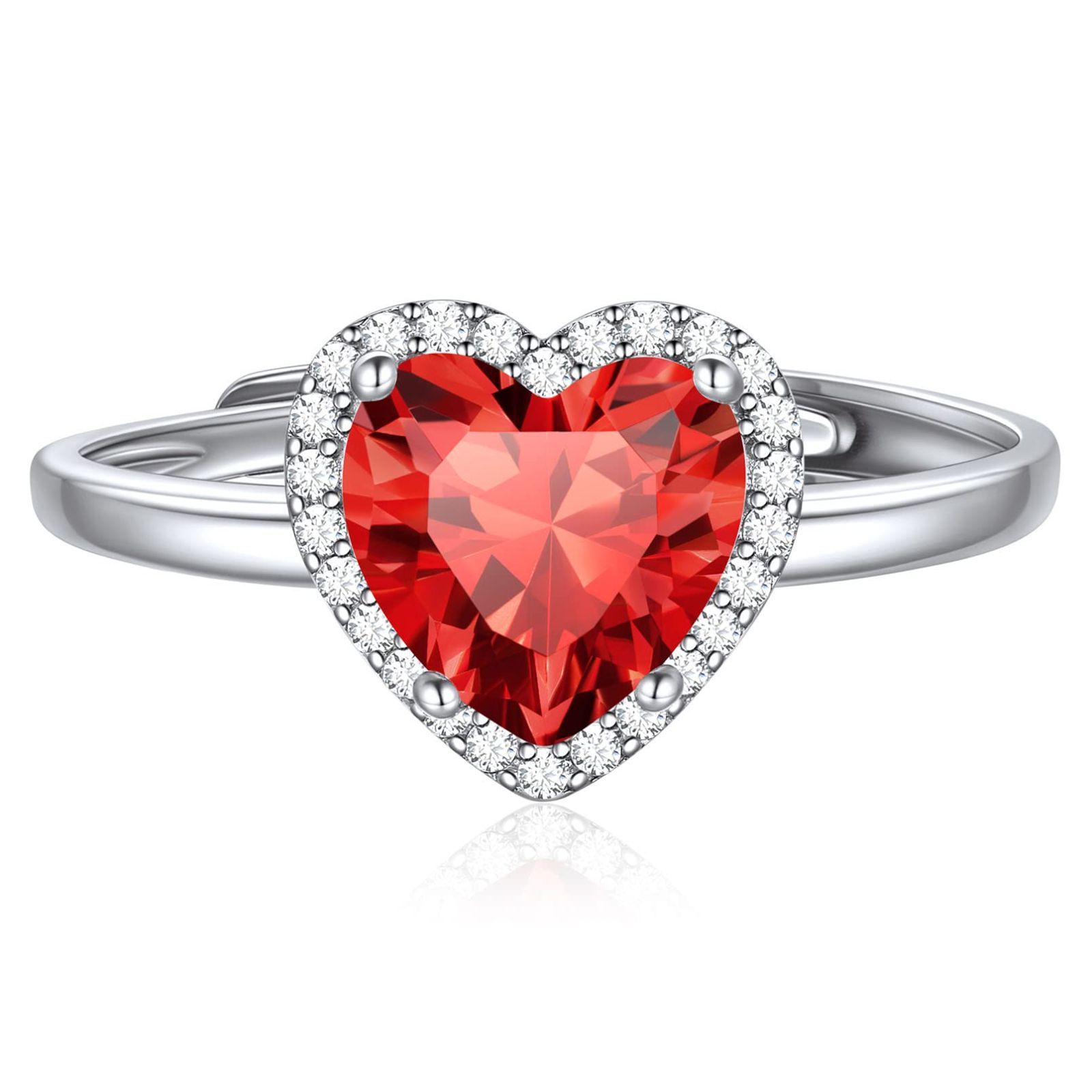 女性 誕生石 大粒 フリーサイズ ジルコニア シルバー925 リング ハート レディース 指輪 ChicSilver