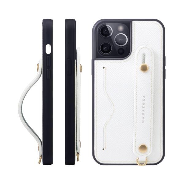 HANATORA] iPhone 15 Pro Max ケース 本革 グリップケース エンボス