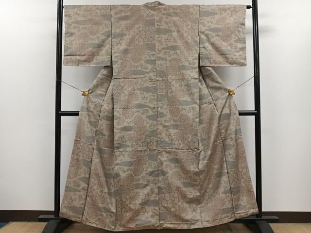 平和屋着物□本場大島紬 7マルキ 雲取り花文 正絹 逸品 未使用  