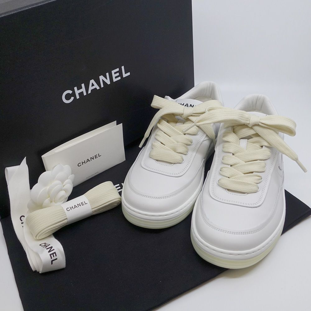 CHANEL ホワイト スニーカー 栄】シャネル ココマーク スニーカー GG39978 24P サイズ 37 約23.5cm