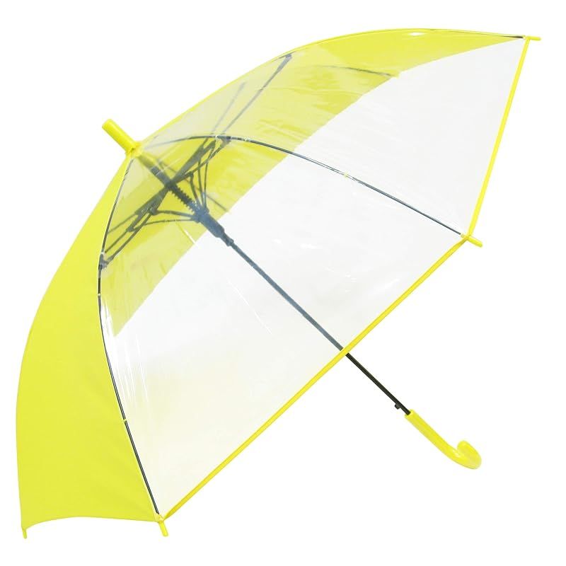 風に強い グラス耐風骨 ビニール窓付 見通しの良い 安全 55cm ジャンプ傘 (黄) 0