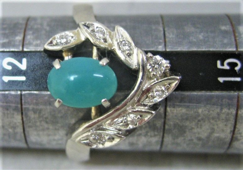 希少Pt900プラチナ リング指輪クリソコーラ0.526ct ダイヤ0.08ct 
