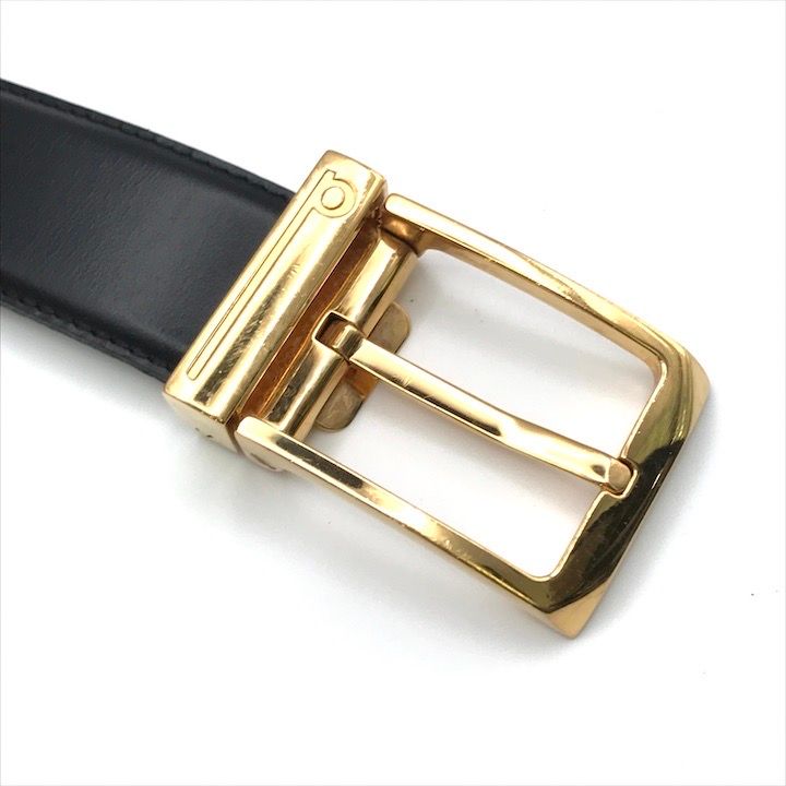 希少 dunhill ダンヒル レザーベルト シャイニークロコ 型押し ゴールド ダンヒル レザーベルト クロコ型押し 表記36/90 ゴールド dロゴ