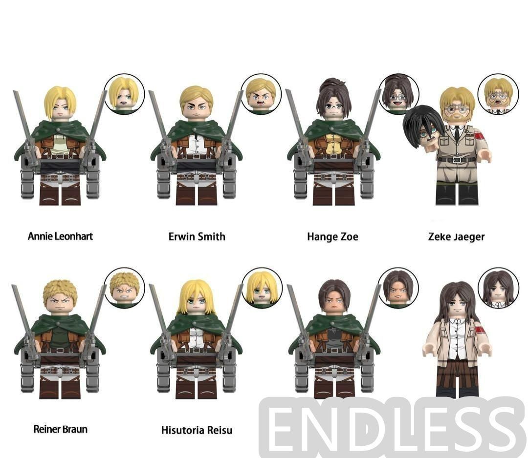 【新品未使用】レゴ互換 進撃の巨人 キャラクター 8体セット ミニフィグ 人形 フィギュア