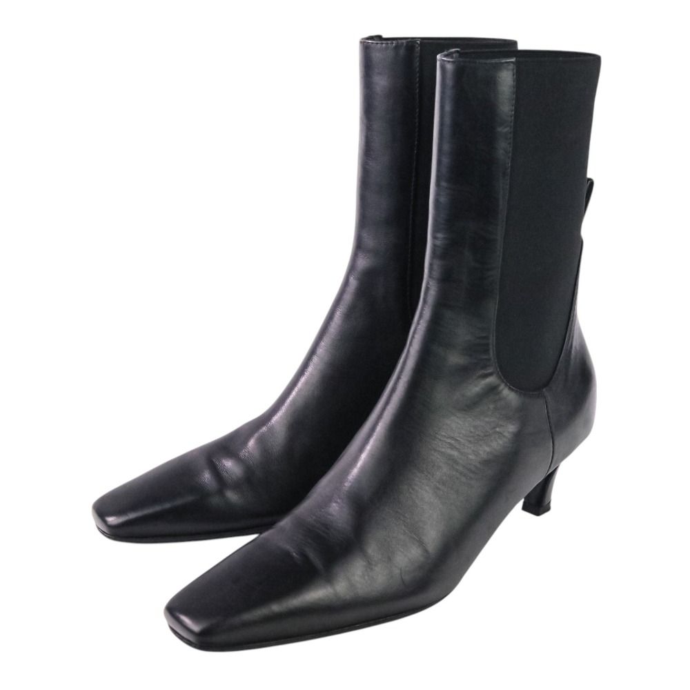 美品 TOTEME トーテム Mid Heel Leather Boot レザー サイドゴア