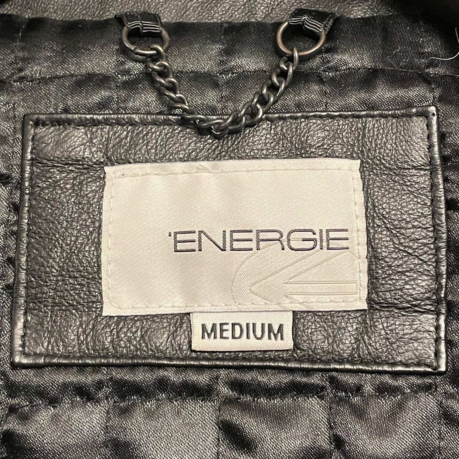 ENERGIE 襟付きレザーライダースジャケット ブラック Mサイズ - メルカリ
