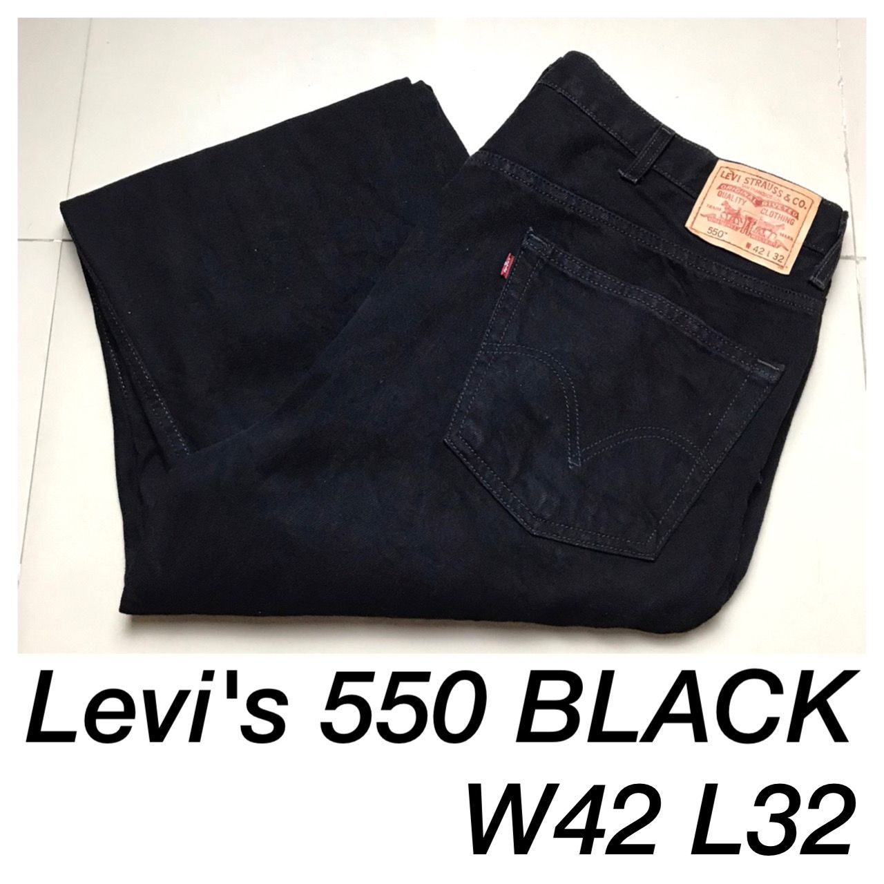 659【Levi's 550 BLACK】W42 L32 ハイチ製 ブラック ワイド バギー ...