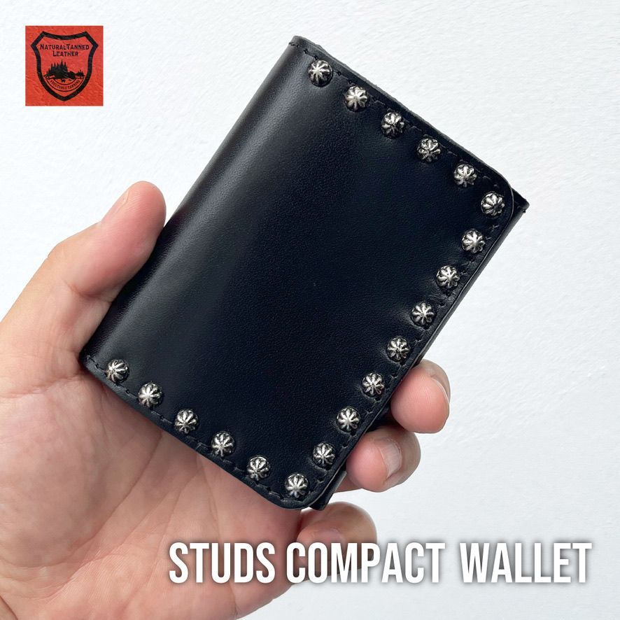 栃木レザー財布 コンパクト財布 コンパクトウォレット スタッズ