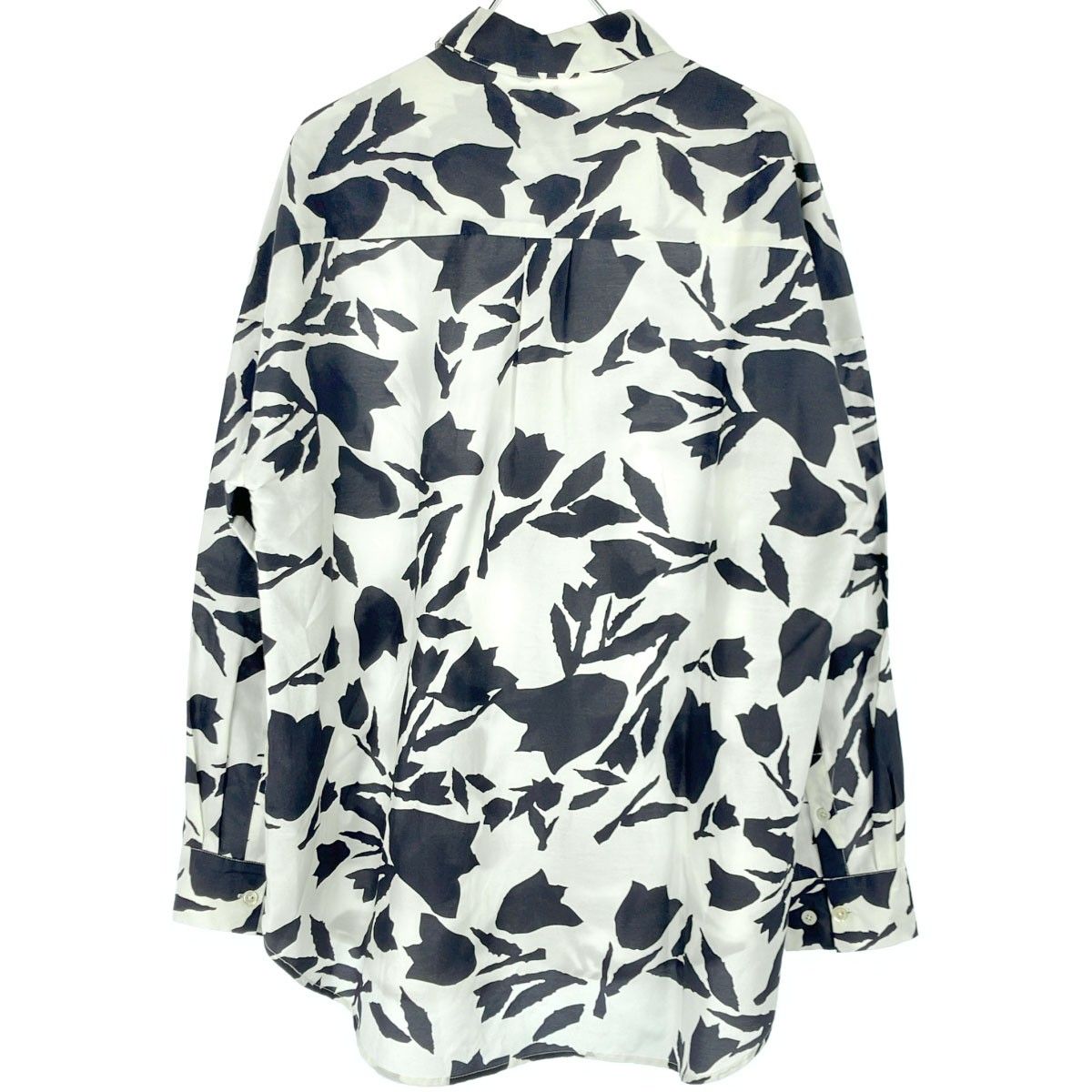 BANANATIME バナナタイム 24SS チューリッププリントコットンシルクシャツ 360-118-03 ホワイト×ネイビー系 S BANANATIME バナナタイム 24SS チューリッププリントコットン