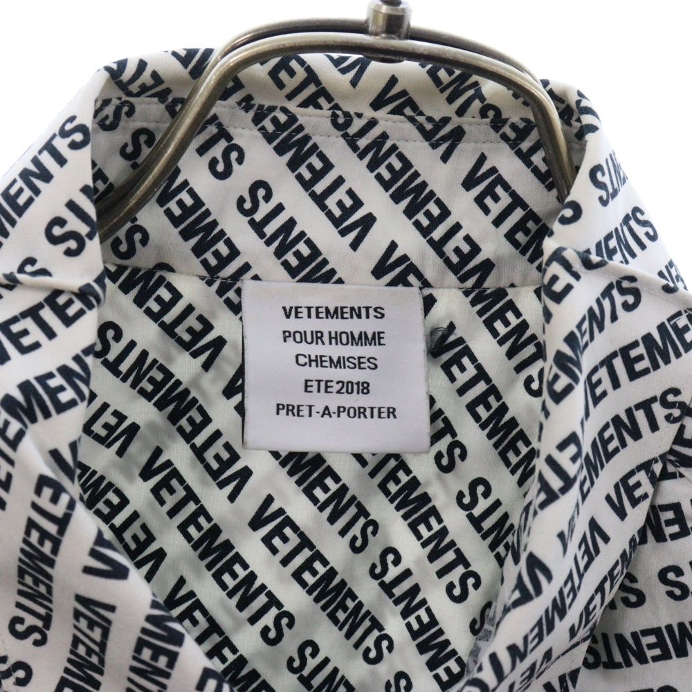 VETEMENTS ヴェトモン 18SS MONOGRAM L/S OVERSIZED SHIRT モノグラムプリント オーバーサイズ 長袖シャツ ホワイト/ブラック MSS18SH15 VETEMENTS (ヴェトモン) 18SS LOGO PRINT OVERSIZED SHIRT ロゴ