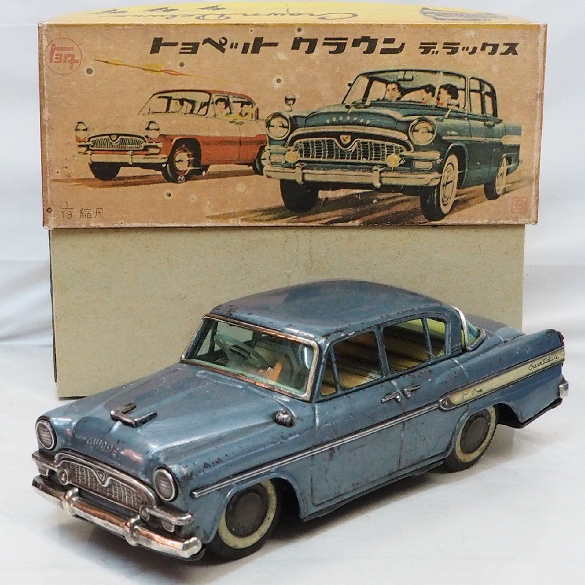 萬代屋【TOYOPET CROWN DELUXEトヨペット クラウン デラックス青ミラー無】ブリキtin toy car自動車□BC BANDAI赤箱 バンダイ【箱付】0376 - メルカリ