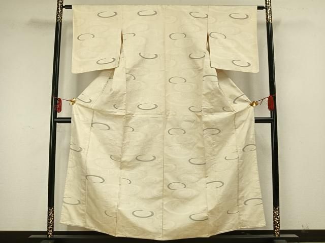 平和屋着物 上質な紬 単衣 渦巻き文 正絹 AABA7607fy