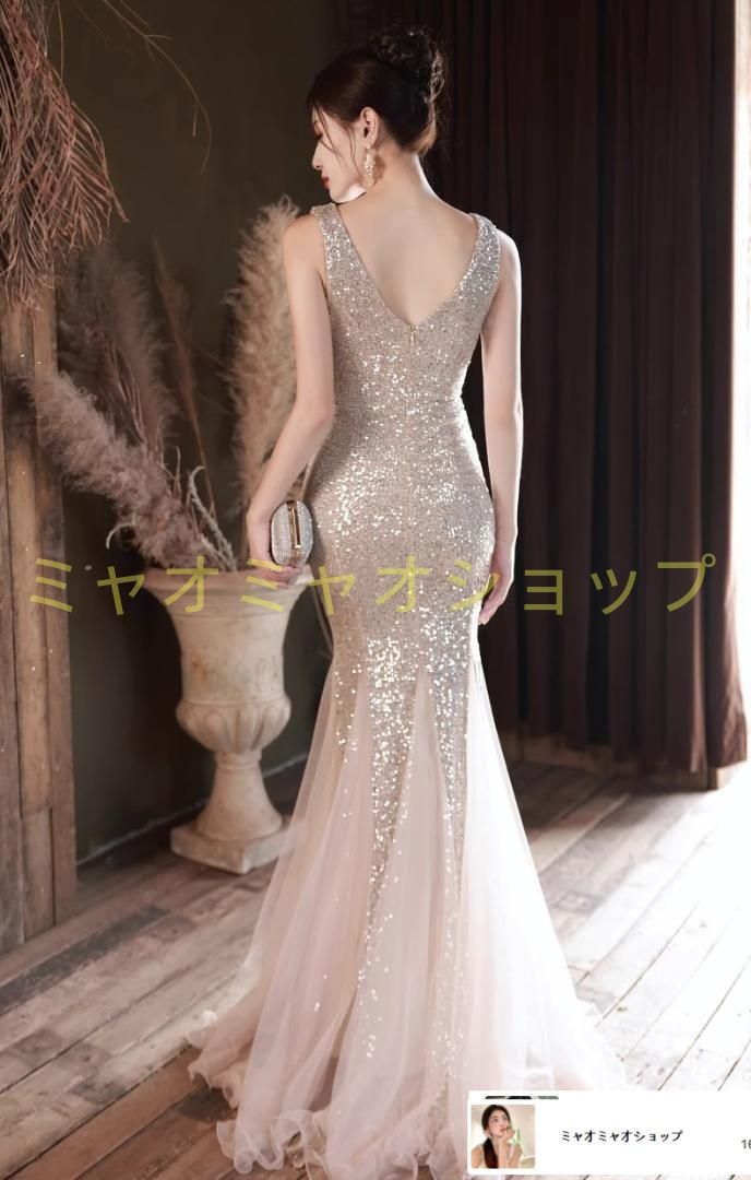 イブニングドレス Vネック ロング タイト パーティー 結婚式 二次会 セクシー エレガント スリット有 高見え パーティー クラブ ラウンジ 同窓会 披露宴 S～XL 光沢感 ドレスコード対応 裏地 サイズ展開S～XL MAAHADDERANG_COM