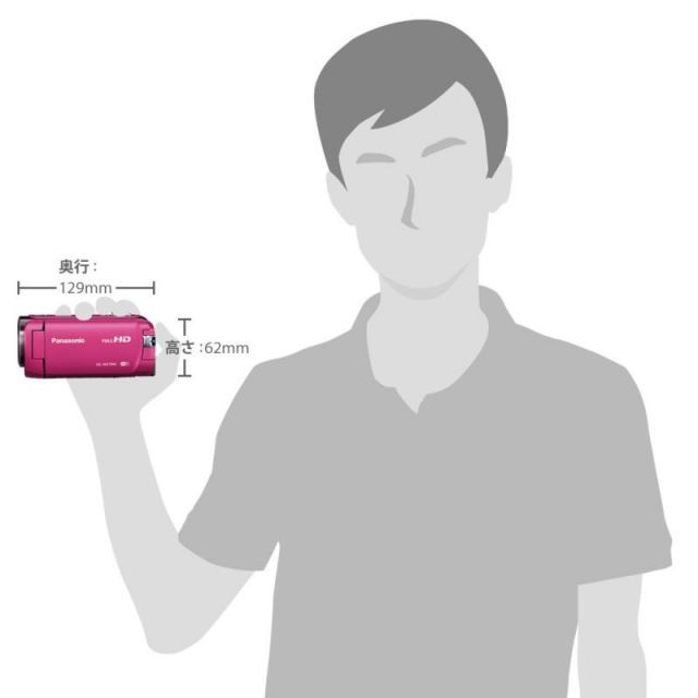パナソニック HDビデオカメラ W570M ワイプ撮り 90倍ズーム ピンク HC
