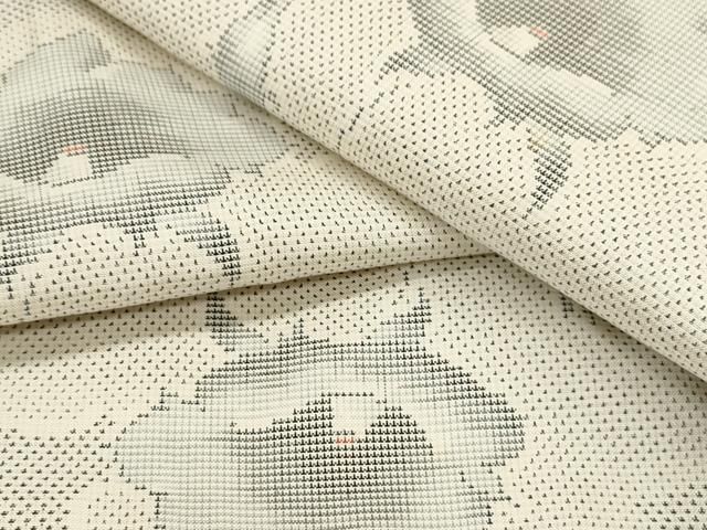 平和屋着物○本場大島紬 白大島 9マルキ 総絣 雲取り草花文 正絹 逸品