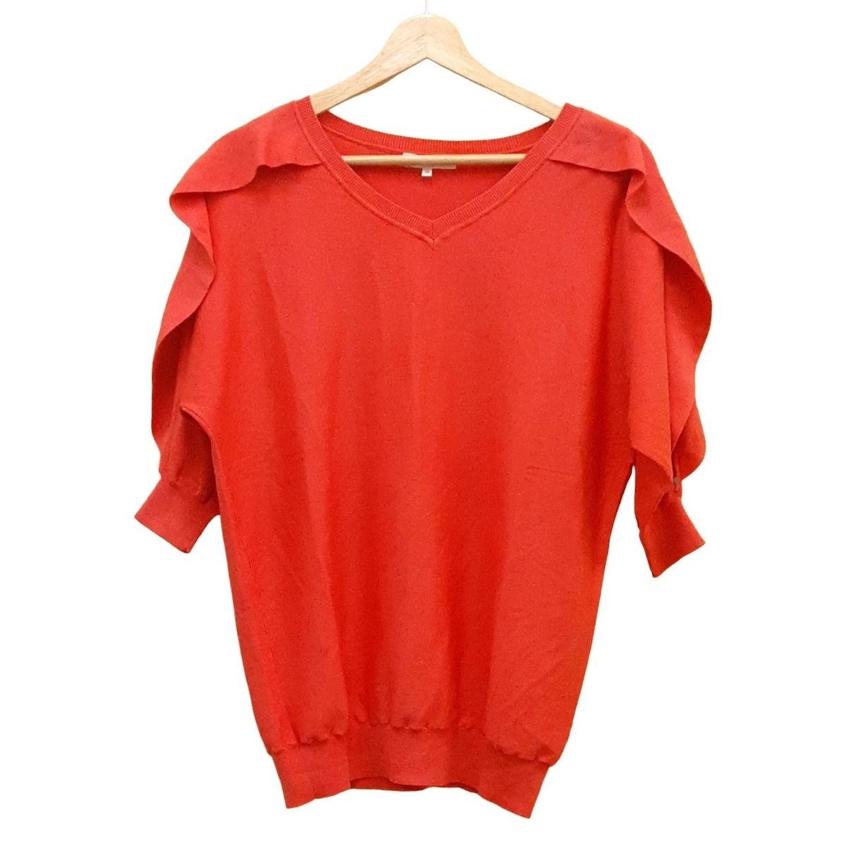 EPOCA エポカ 七分袖セーター サイズ40 M レディース - オレンジ Vネック シルク混