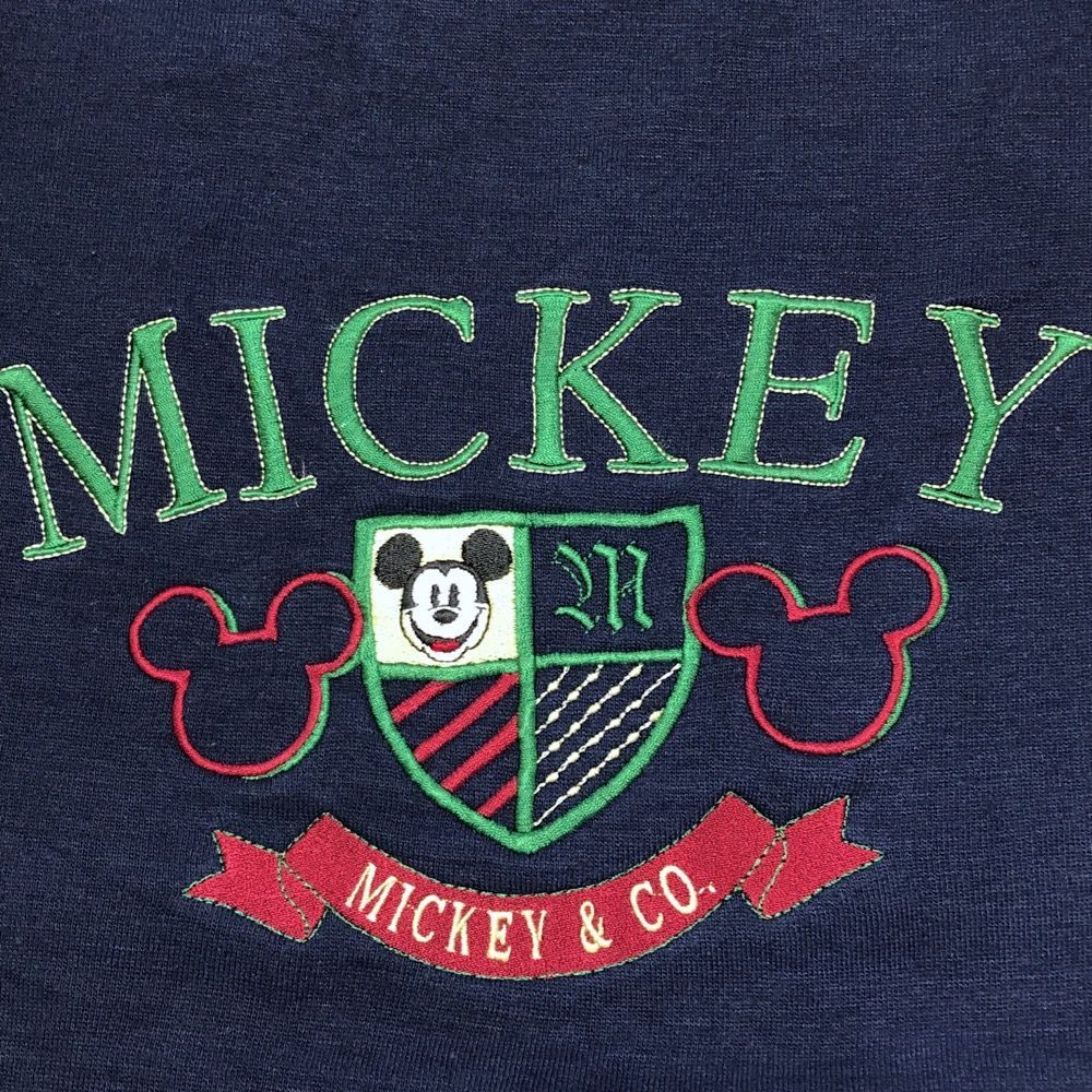 ディズニー MICKEY&CO. by GENUS スウェット シャツ プルオーバー トレーナー ミッキーマウス 刺繍 長袖 サイズ：XL ネイビー  【NR】