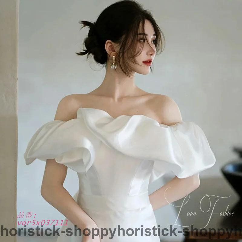 花嫁ドレス ロングドレス パーティードレス ウェディングドレス 結婚 ゆったりタイプトレーンドレス レディース 結婚式発表会 二次会 披露宴 演奏会 vor5x037111