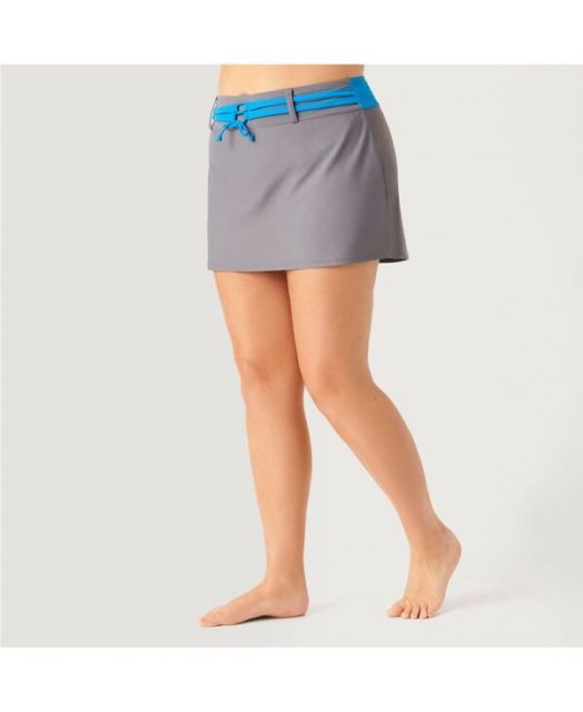 送料無料 フリー カントリー レディース スカート ボトムス Plus Size Drawstring Swim Skirt Cloud grey-caribbean blue