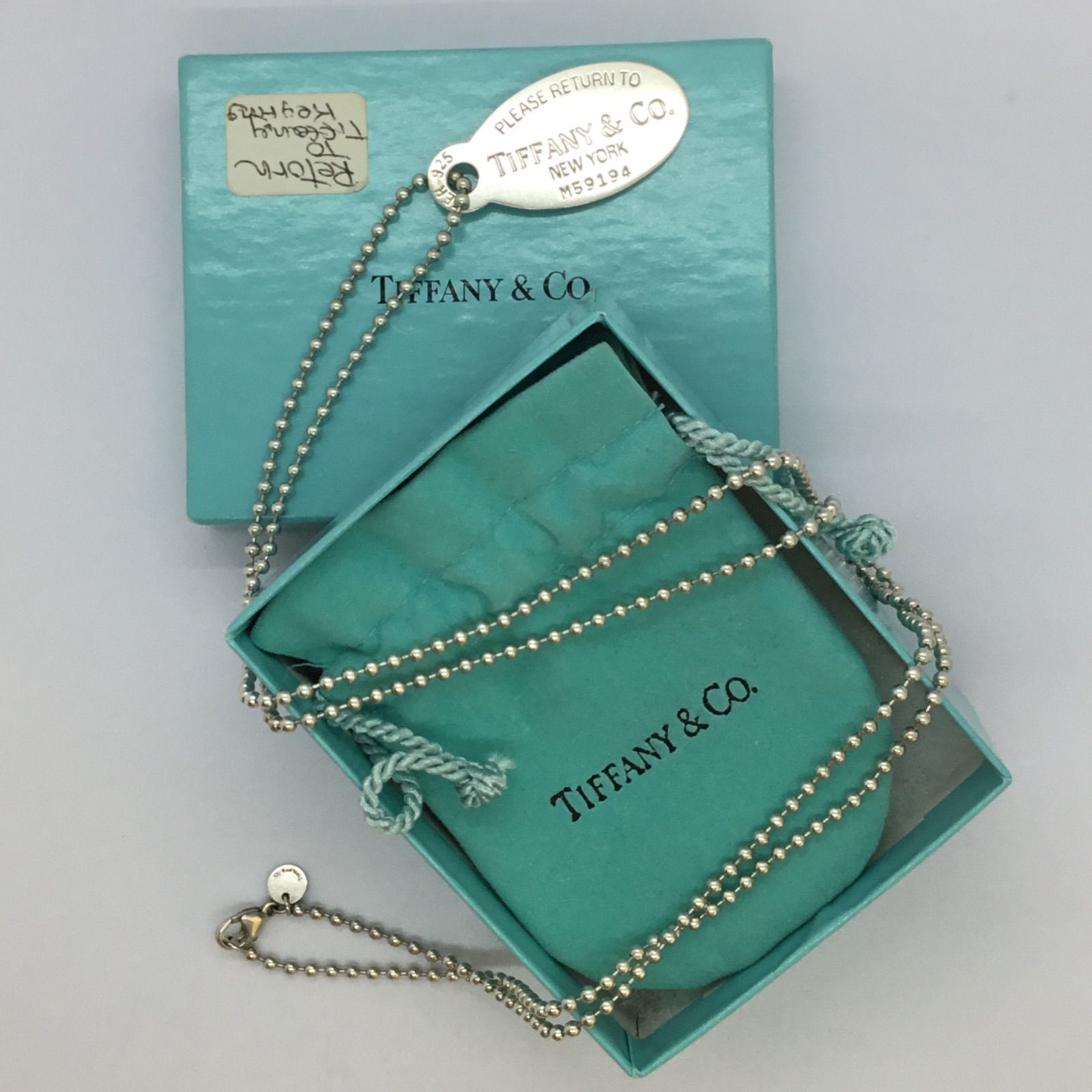 美品◎TIFFANY&Co. ティファニー ／ ティファニー リターントゥ ネックレス ／ ティファニーネックレス ／ オーバル タグ 925  ボールチェーン ロング ネックレス 86cm ／ スターリング シルバー 925 ／ 箱＆保存袋付き