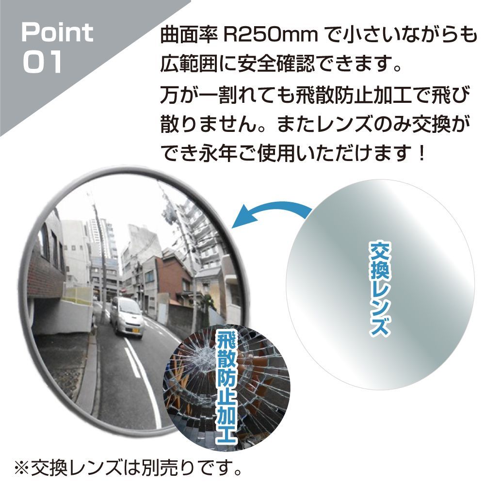 ガレージミラー 家庭用 ブロック 挟み込み ステンレス製 取付金具付 小型 丸型 210φ グレー ガラス製ミラー 裏板ステンレス 50~185mm 厚手 丈夫 雨風 ブロック塀 門扉 壁 駐車場 クランプ式 屋外 安全 安心 yh1511