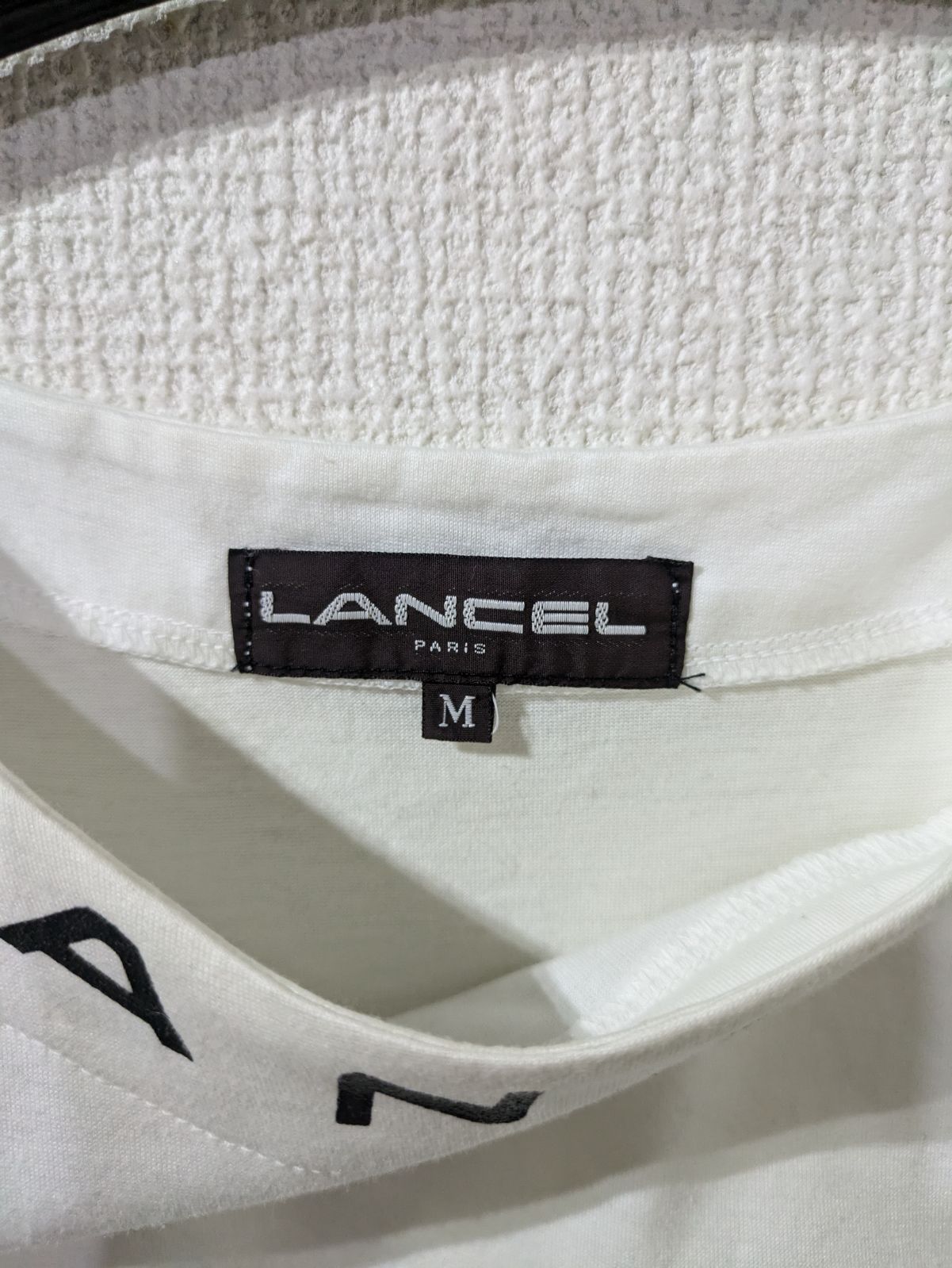 LANCEL レディース ロゴプリント 半袖Tシャツ Mサイズ ホワイト コットン100%