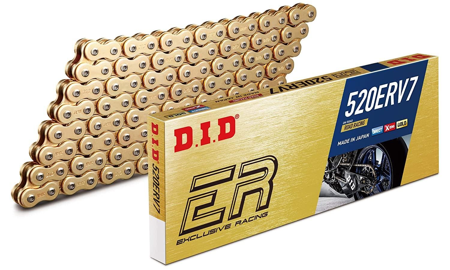 【新品・2営業日で発送】D.I.D(大同工業)バイク用チェーン カシメジョイント付属 520ERV7-100ZB G＆G(ゴールド) 二輪 オートバイ用