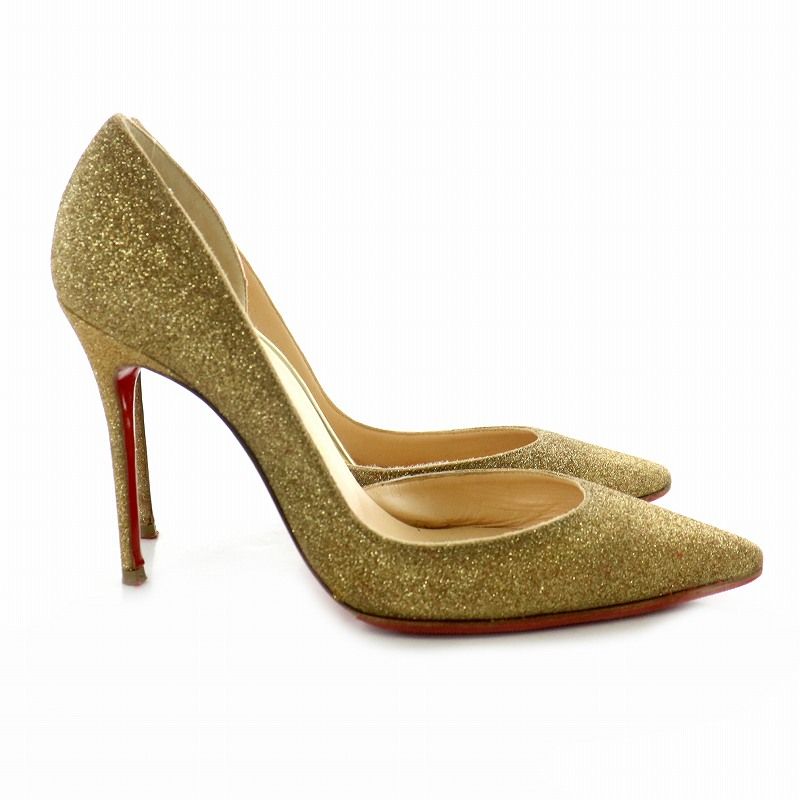 【極美品】クリスチャンルブタン パンプス ゴールド グリッター 36 23cm Christian Louboutin（ハイヒール/パンプス ・ ゴールド/金色系