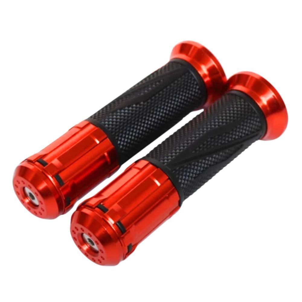 MAKUMINORS 汎用 バイク グリップ バーエンド アルミ 24mm 21mm ハンドルグリップ 左右 セット 交換 非貫通 オートバイ ホンダ カワサキ スズキ ヤマハ レッド 赤 [レッド/赤]