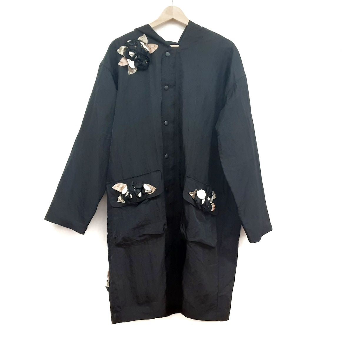 potechino(ポテチーノ) コート レディース美品 - 黒×ベージュ×マルチ 